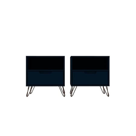Designed To Furnish Rockefeller 1-Drawer Tatiana Midnight Blue Nightstand, 21.65 x 20.08 x 17.62 in., 2PK DE2616464